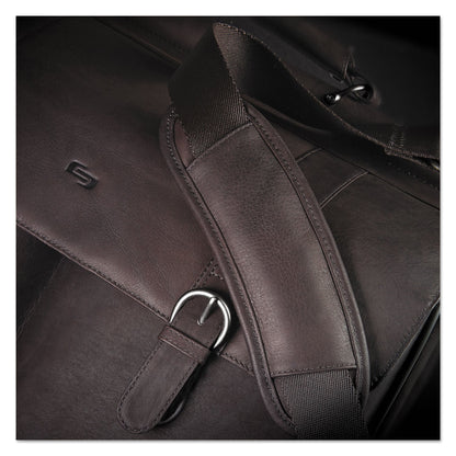 Solo Executive Leather Briefcase, Fits Devices Up to 16", Leather, 16.5 x 5 x 13, Espresso