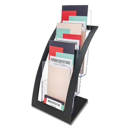 deflecto 3-Tier Literature Holder, Leaflet Size, 6.75w x 6.94d x 13.31h, Black