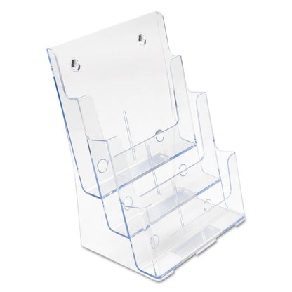 deflecto 3-Compartment DocuHolder, Magazine Size, 9.5w x 6.25d x 12.63, Clear
