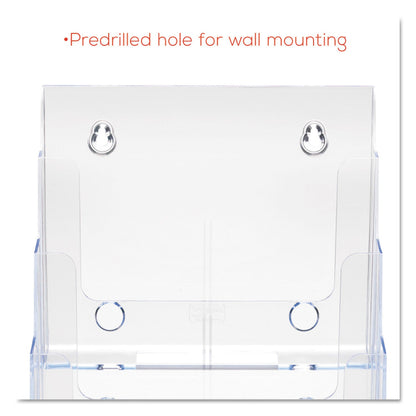 deflecto 4-Compartment DocuHolder, Magazine Size, 9.38w x 7d x 13.63h, Clear