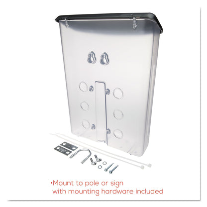 deflecto Outdoor Literature Box, 10w x 4.5d x 13.13h, Clear/Black