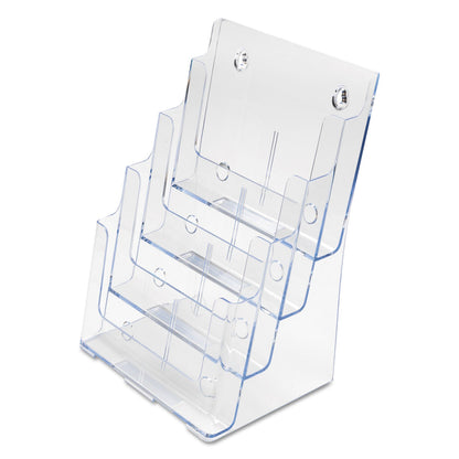 deflecto 4-Compartment DocuHolder, Magazine Size, 9.38w x 7d x 13.63h, Clear