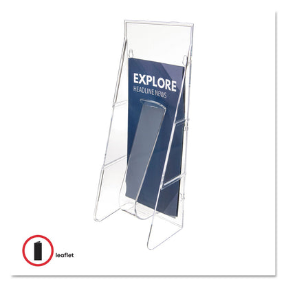 deflecto Stand-Tall Wall-Mount Literature Rack, Leaflet, 4.56w x 3.25d x 11.88h, Clear