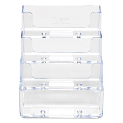 deflecto 4-Pocket Business Card Holder, Holds 200 Cards, 3.94 x 3.5 x 3.75, Plastic, Clear