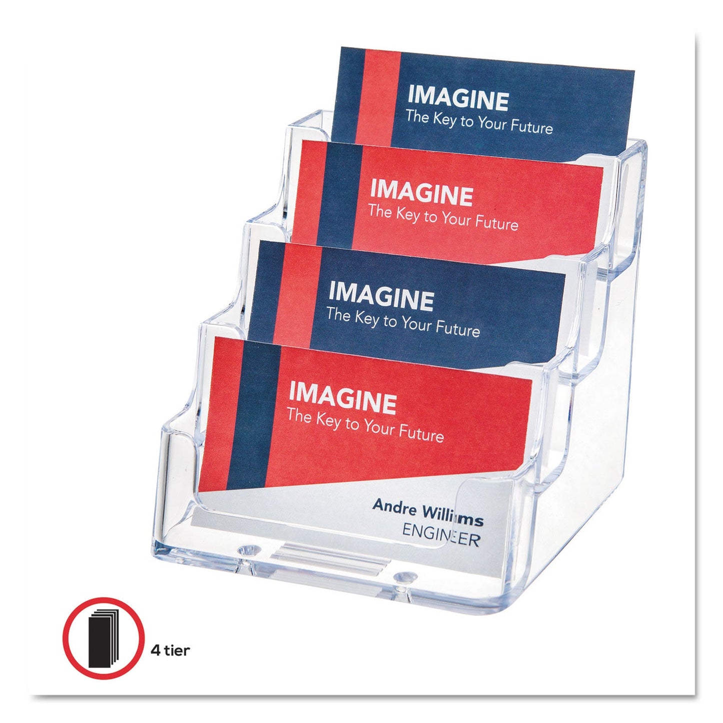deflecto 4-Pocket Business Card Holder, Holds 200 Cards, 3.94 x 3.5 x 3.75, Plastic, Clear