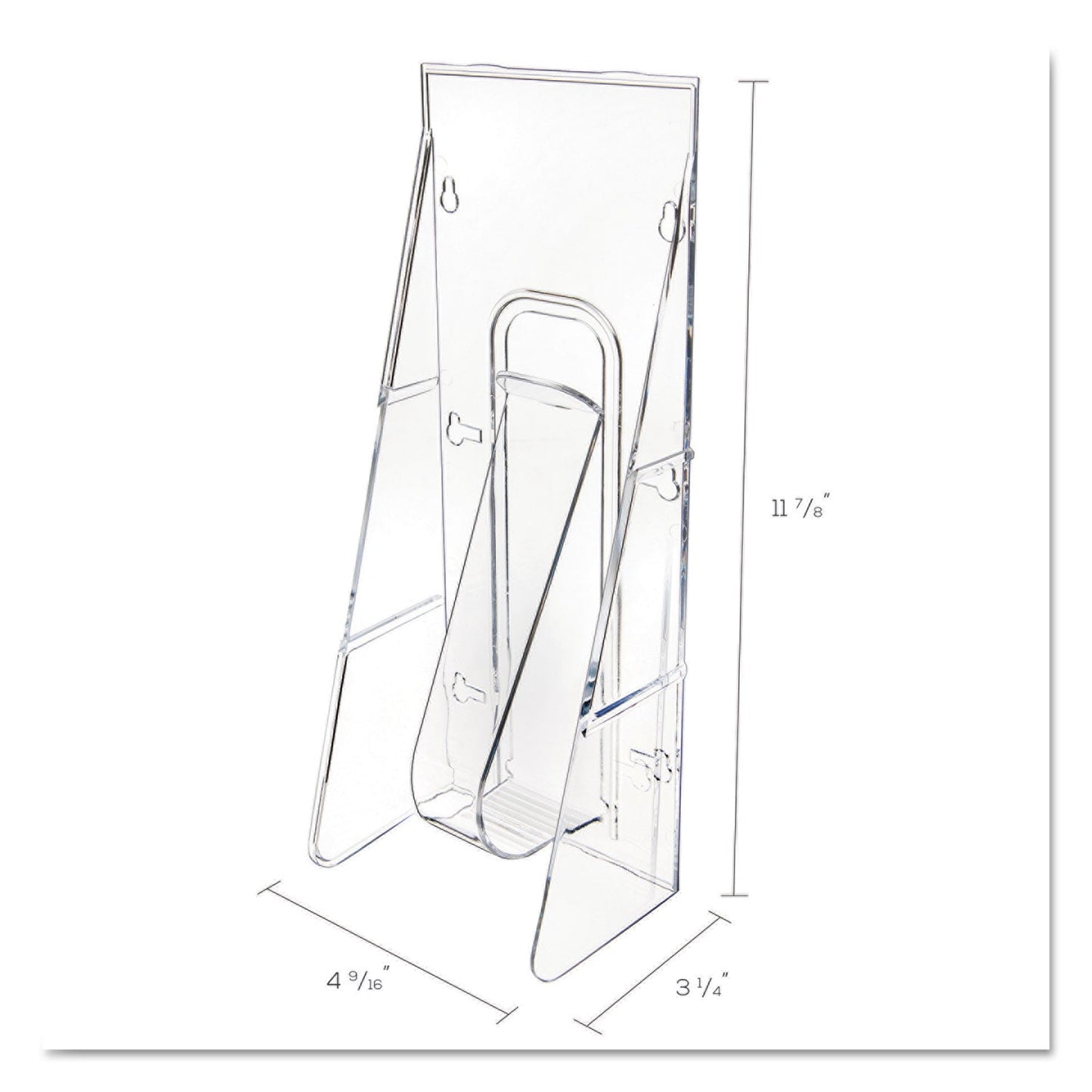 deflecto Stand-Tall Wall-Mount Literature Rack, Leaflet, 4.56w x 3.25d x 11.88h, Clear