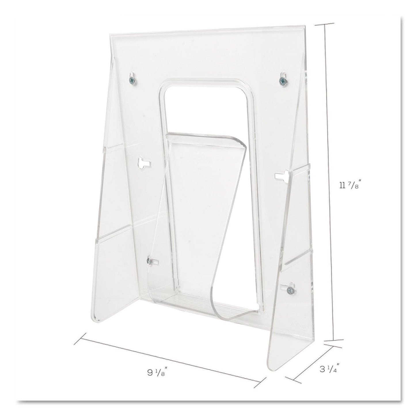 deflecto Stand-Tall Wall-Mount Literature Rack, Magazine, 9.13w x 3.25d x 11.88h, Clear