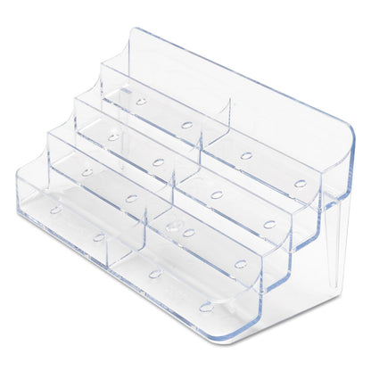 deflecto 8-Pocket Business Card Holder, Holds 400 Cards, 7.78 x 3.5 x 3.38, Plastic, Clear