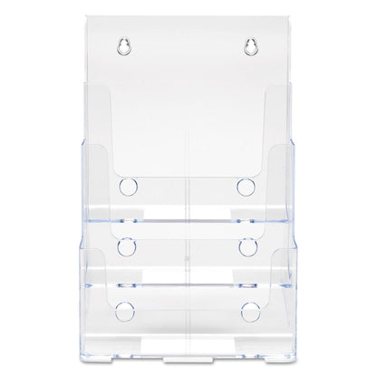deflecto 3-Compartment DocuHolder, Magazine Size, 9.5w x 6.25d x 12.63, Clear