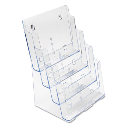 deflecto 4-Compartment DocuHolder, Magazine Size, 9.38w x 7d x 13.63h, Clear