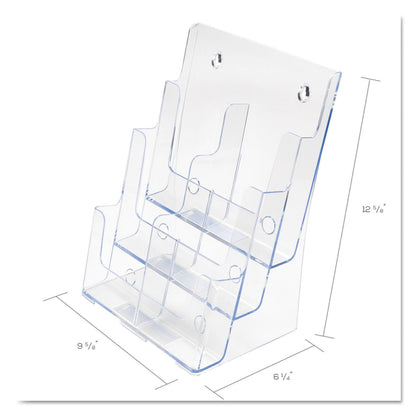 deflecto 6-Compartment DocuHolder, Leaflet Size, 9.63w x 6.25d x 12.63h, Clear