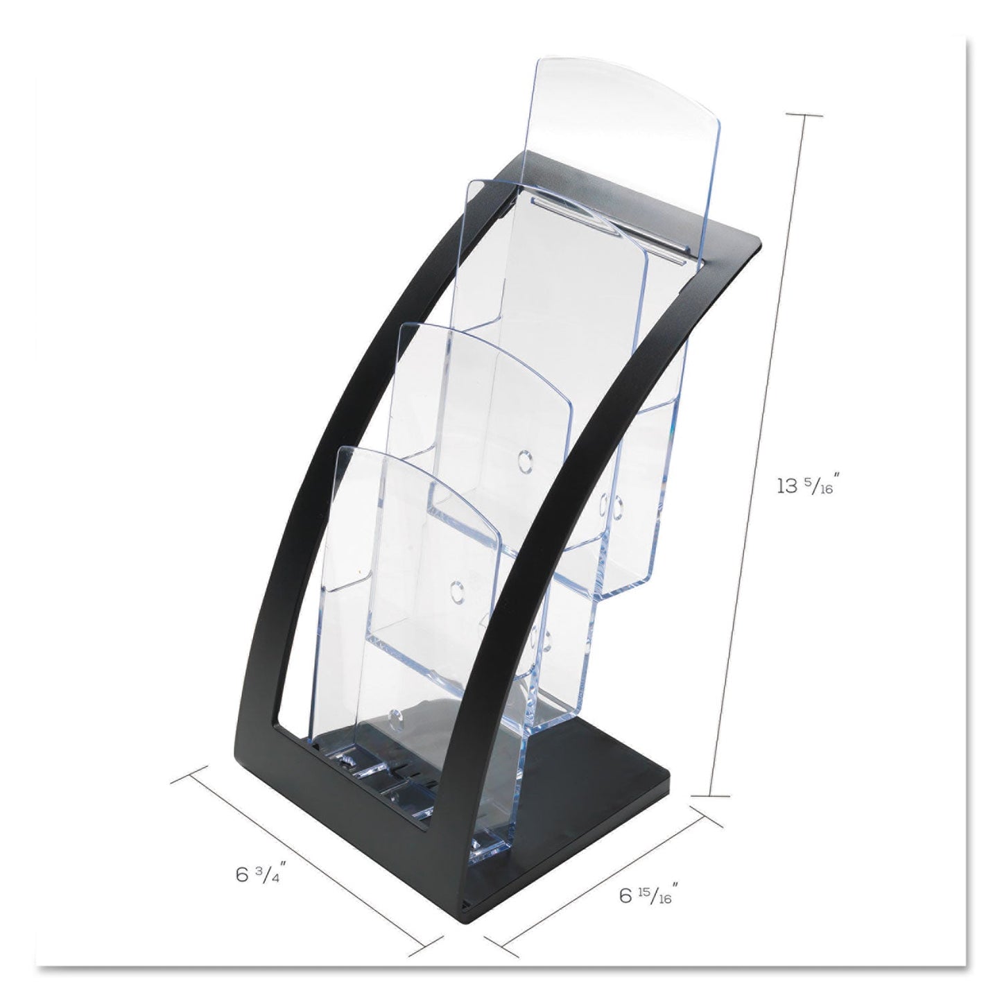 deflecto 3-Tier Literature Holder, Leaflet Size, 6.75w x 6.94d x 13.31h, Black