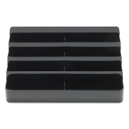 deflecto 8-Tier Recycled Business Card Holder, Holds 400 Cards, 7.88 x 3.88 x 3.38, Plastic, Black