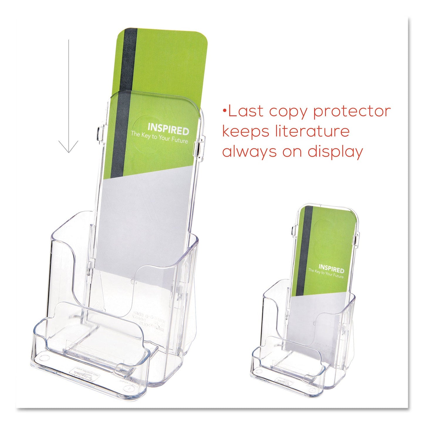 deflecto DocuHolder for Countertop/Wall-Mount w/Card Holder, 4.38w x 4.25d x 7.75h, Clear