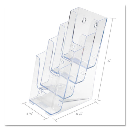 deflecto 4-Compartment DocuHolder, Leaflet Size, 4.88w x 6.13d x 10h, Clear