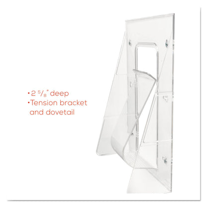 deflecto Stand-Tall Wall-Mount Literature Rack, Magazine, 9.13w x 3.25d x 11.88h, Clear