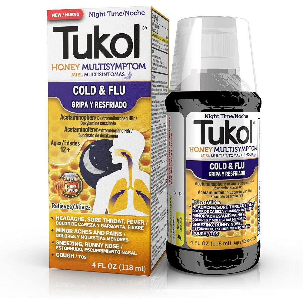 Tukol Night Time Multi Symptom Honey Flavored Cold & Flu 4 Oz Box