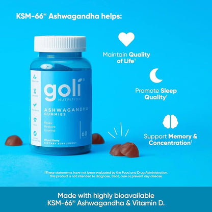 Goli Ultimate Power Wellness Trio: 3-in-1 Gummies for Stress Relief, Gut Health & Immune Support - Vegan, Gluten-Free & Non-GMO!