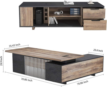 Spacious Executive Desk With Ample Storage Drawers