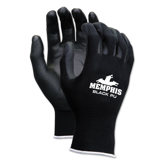 MCR Economy PU Coated Work Gloves, Black, X-Small, 1 Dozen