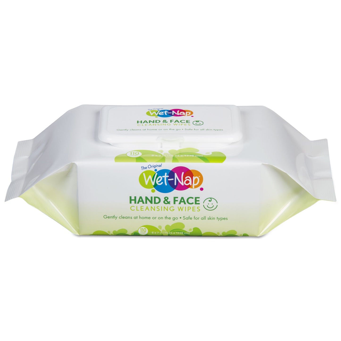 Wet-Nap Hands and Face Cleansing Wipes, 7 x 6, White, Fragrance-Free, 110/Pack