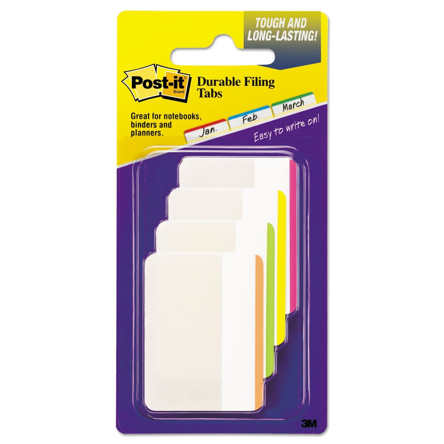 Post-it Lined Tabs, 1/5-Cut, Assorted Bright Colors, 2" Wide, 24/Pack