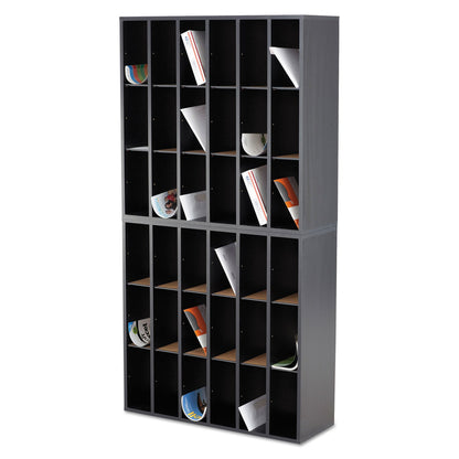Safco Wood Mail Sorter with Adjustable Dividers, Stackable, 18 Compartments, 33.75 x 12 x 32.75, Black