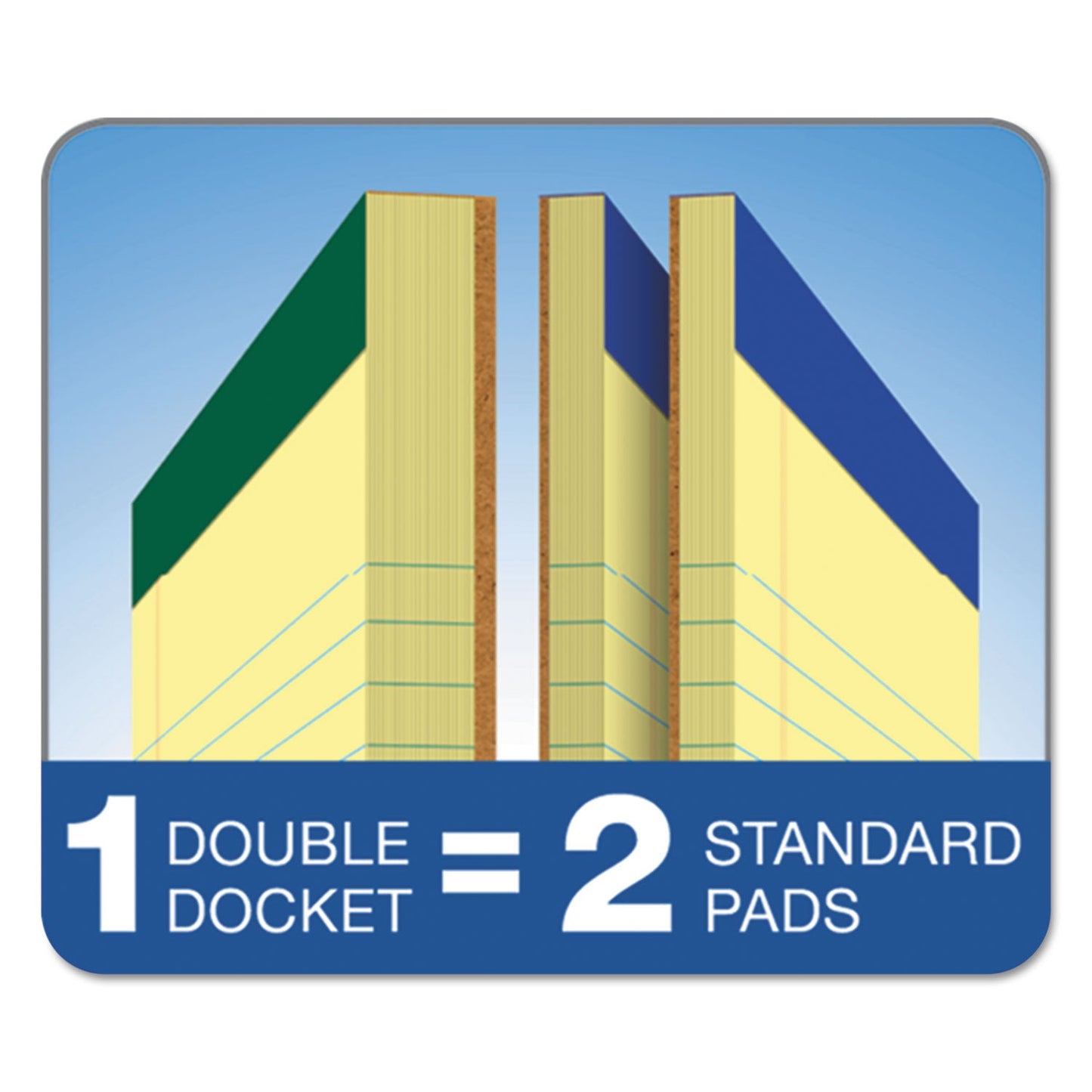 TOPS Double Docket Ruled Pads, Pitman Rule Variation (Offset Dividing Line - 3" Left), 100 Canary 8.5 x 11.75 Sheets, 6/Pack