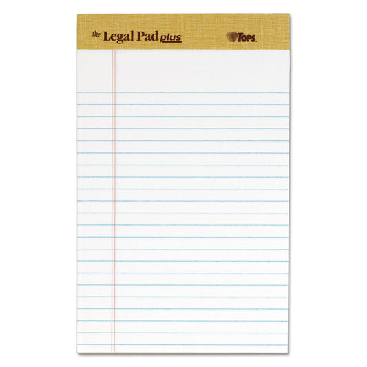 TOPS "The Legal Pad" Plus Ruled Perforated Pads with 40 pt. Back, Narrow Rule, 50 White 5 x 8 Sheets, Dozen