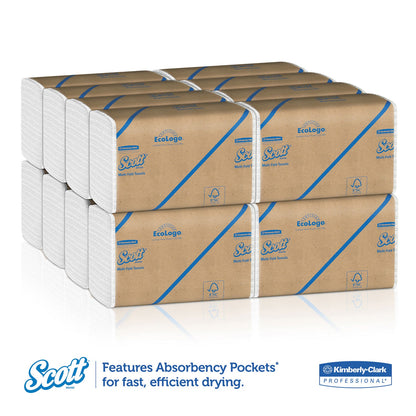 Scott Essential Multi-Fold Towels, Absorbency Pockets, 9.2 x 9.4, White, 250/Packs, 16 Pack/Carton