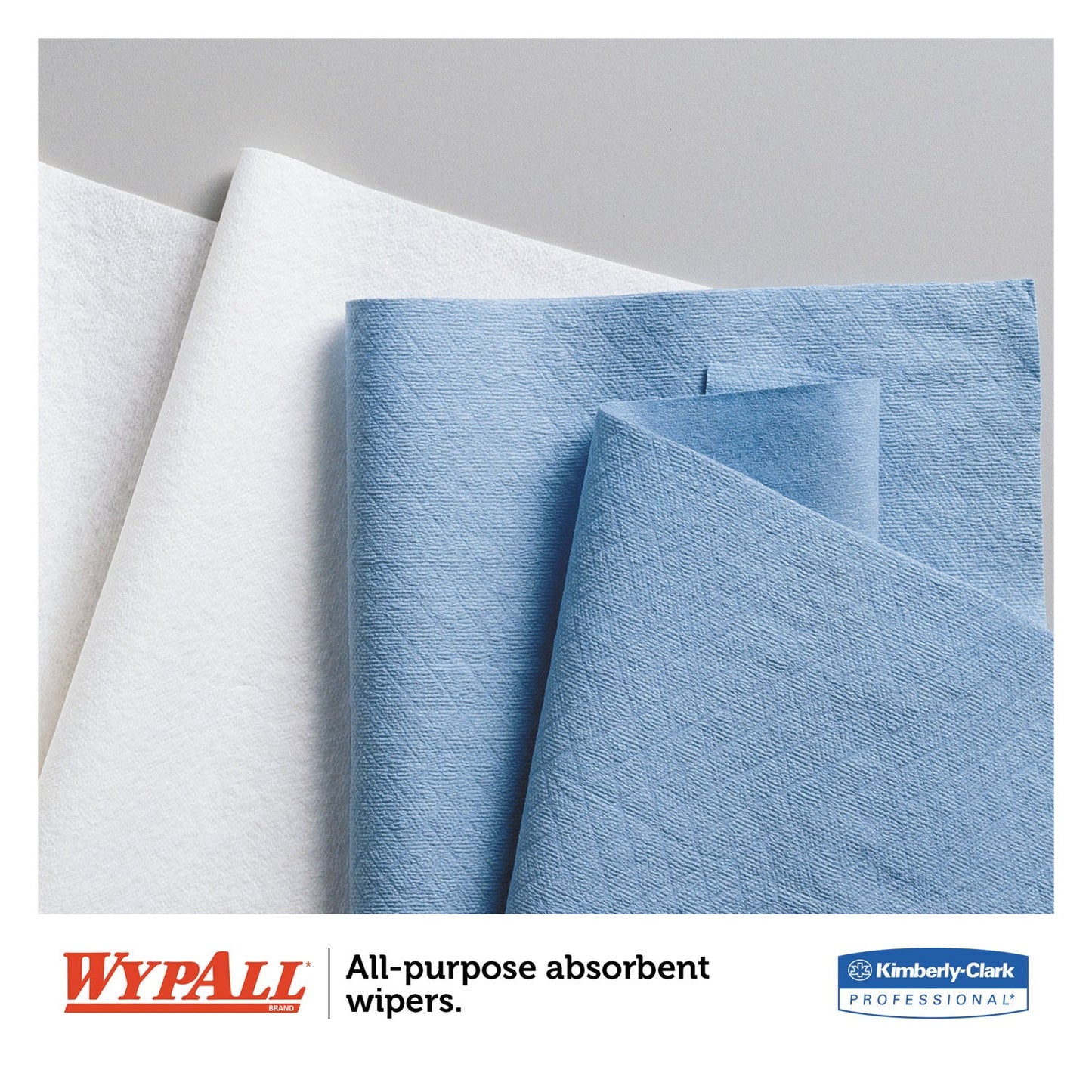 WypAll L40 Wiper, 1/4 Fold, Blue, 12.5 x 12, 56/Box, 12 Boxes/Carton