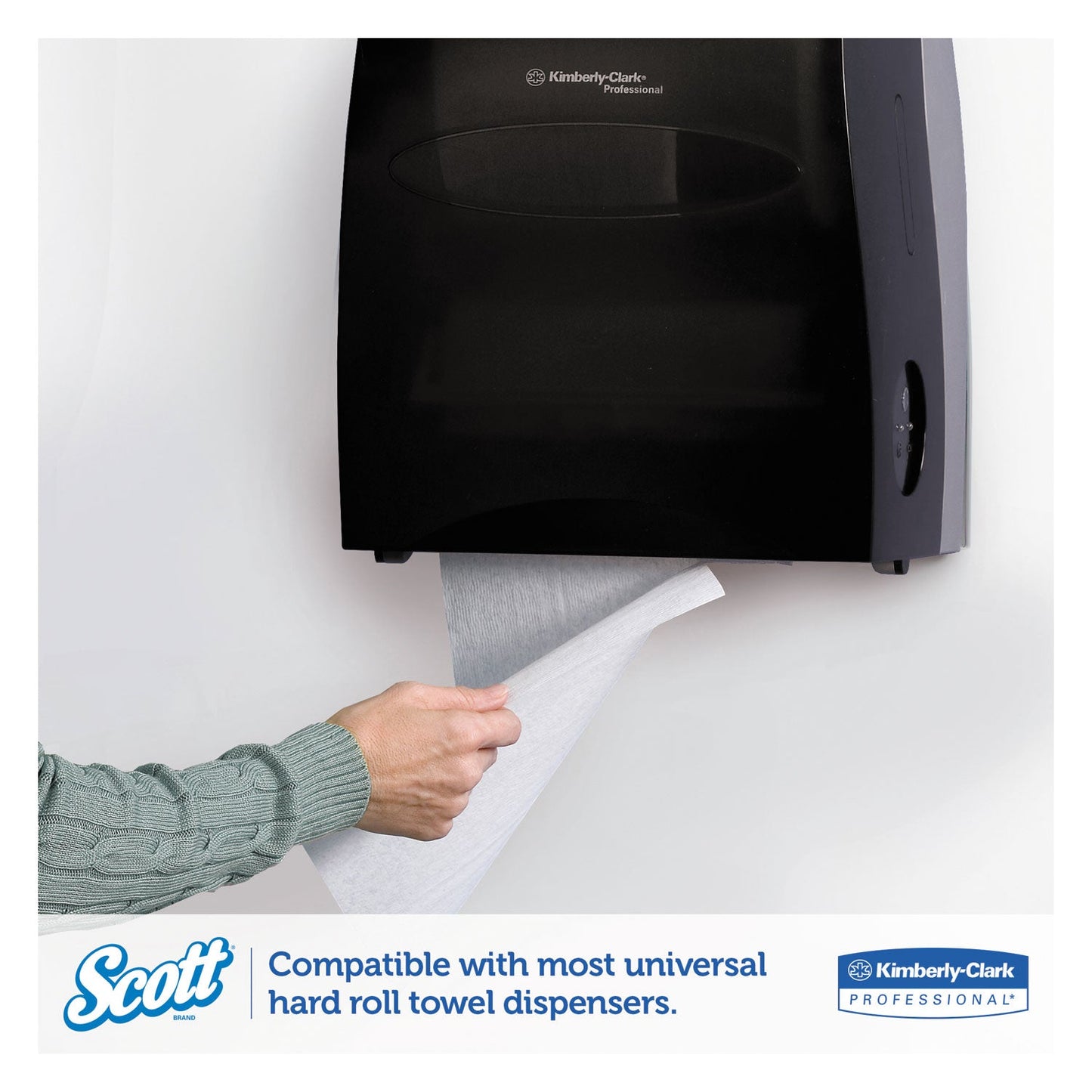 Scott Essential Hard Roll Towels for Business, Absorbency Pockets, 1.5" Core, 8" x 800 ft, White, 12 Rolls/Carton