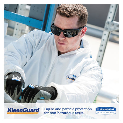 KleenGuard A35 Liquid and Particle Protection Coveralls, Zipper Front, Hooded, Elastic Wrists and Ankles, X-Large, White, 25/Carton