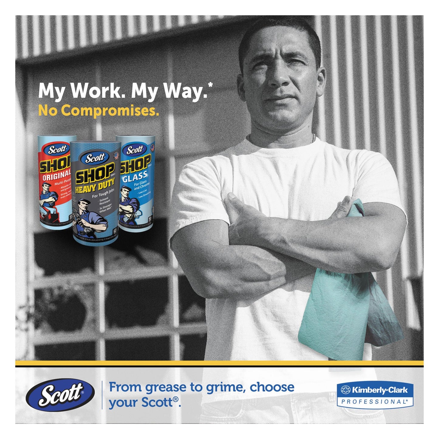 Scott Shop Towels, Standard Roll, 1-Ply, 9.4 x 11, Blue, 55/Roll, 30 Rolls/Carton