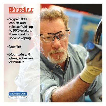 WypAll X90 Cloths, POP-UP Box, 2-Ply, 8.3 x 16.8, Denim Blue, 68/Box, 5 Boxes/Carton