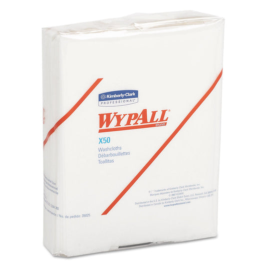 WypAll X50 Cloths, 1/4 Fold, 12.5 x 10, White, 26/Pack, 32 Packs/Carton