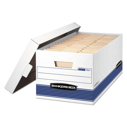 Bankers Box STOR/FILE Medium-Duty Storage Boxes, Letter Files, 12.88" x 25.38" x 10.25", White/Blue, 4/Carton