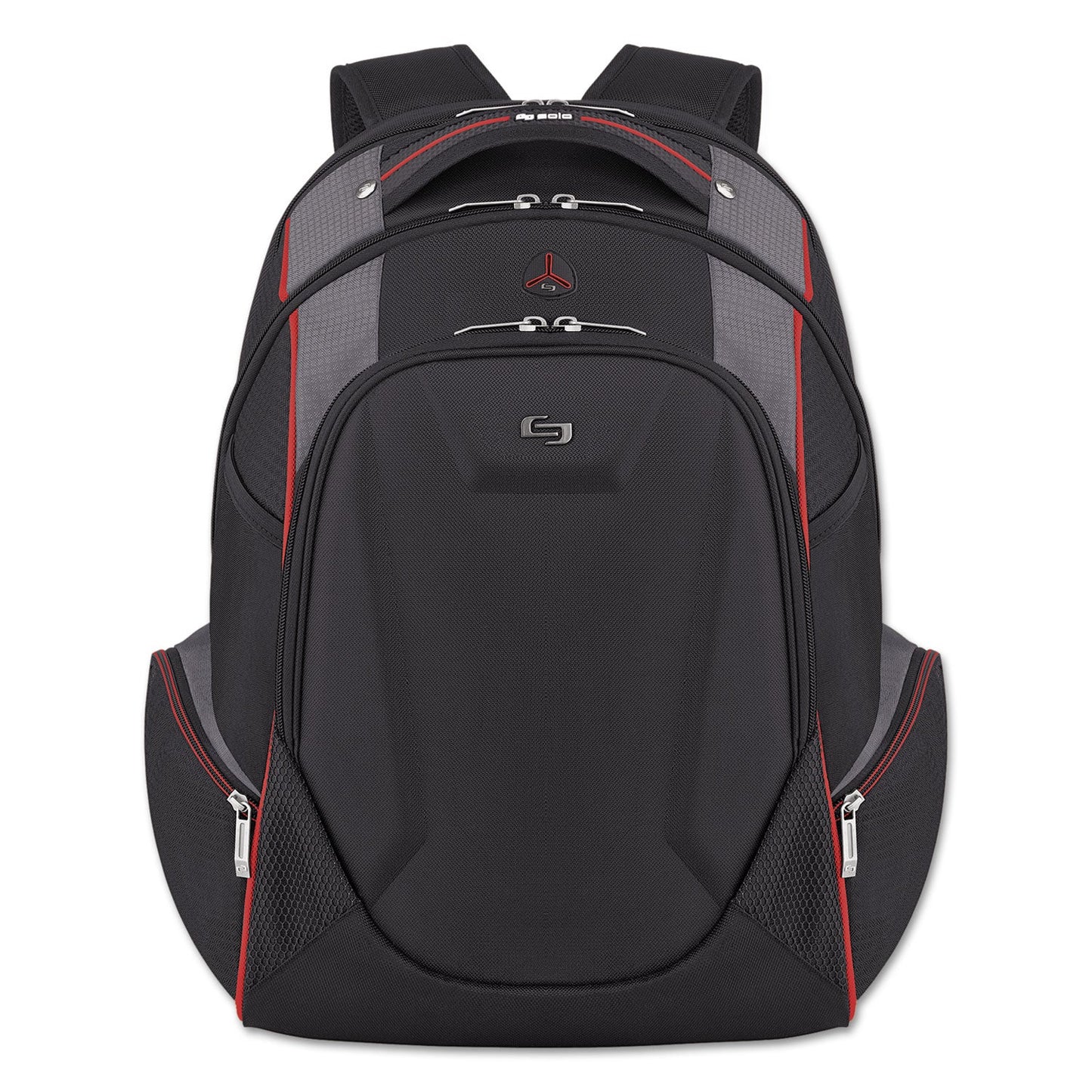 Solo Launch Laptop Backpack, Fits Devices Up to 17.3", Polyester, 12.5 x 8 x 19.5, Black/Gray/Red