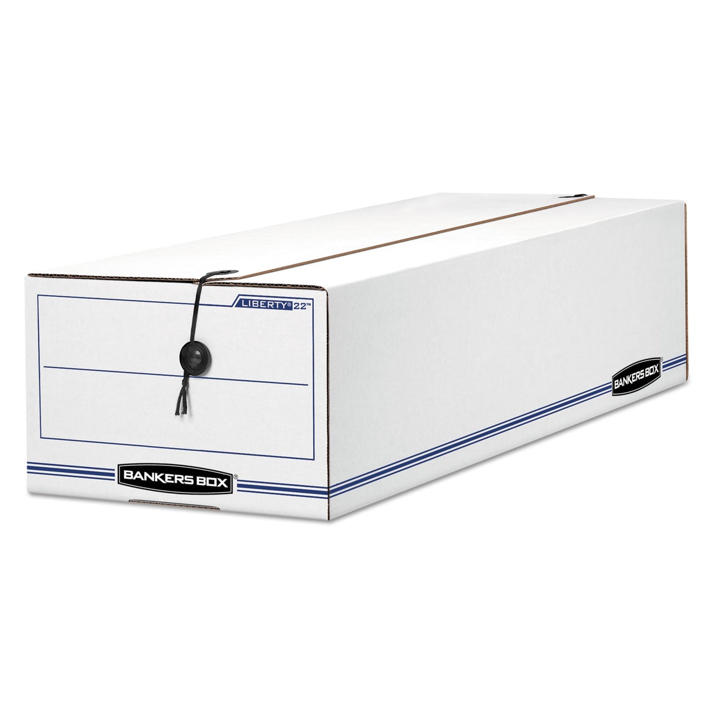 Bankers Box LIBERTY Check and Form Boxes, 9" x 24.25" x 7.5", White/Blue, 12/Carton