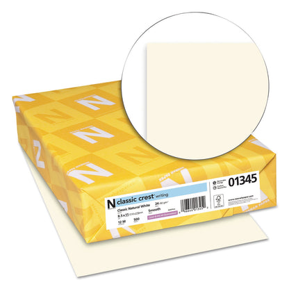 Neenah Paper CLASSIC CREST Stationery, 24 lb Bond Weight, 8.5 x 11, Classic Natural White, 500/Ream