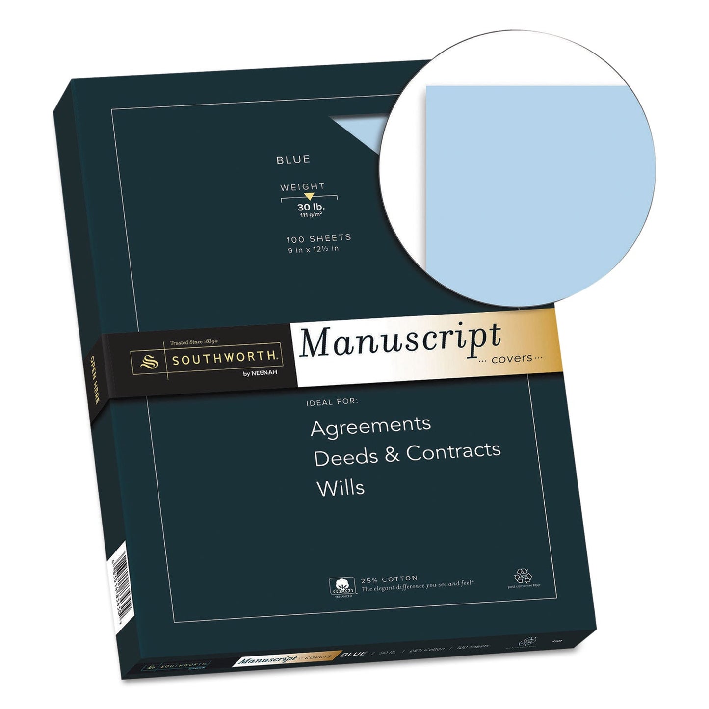 Southworth 25% Cotton Manuscript Cover, 30 lb Bond Weight, 9 x 12.5, 100/Pack