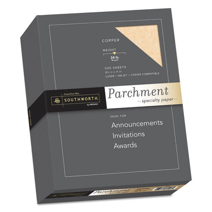 Southworth Parchment Specialty Paper, 24 lb Bond Weight, 8.5 x 11, Copper, 500/Box