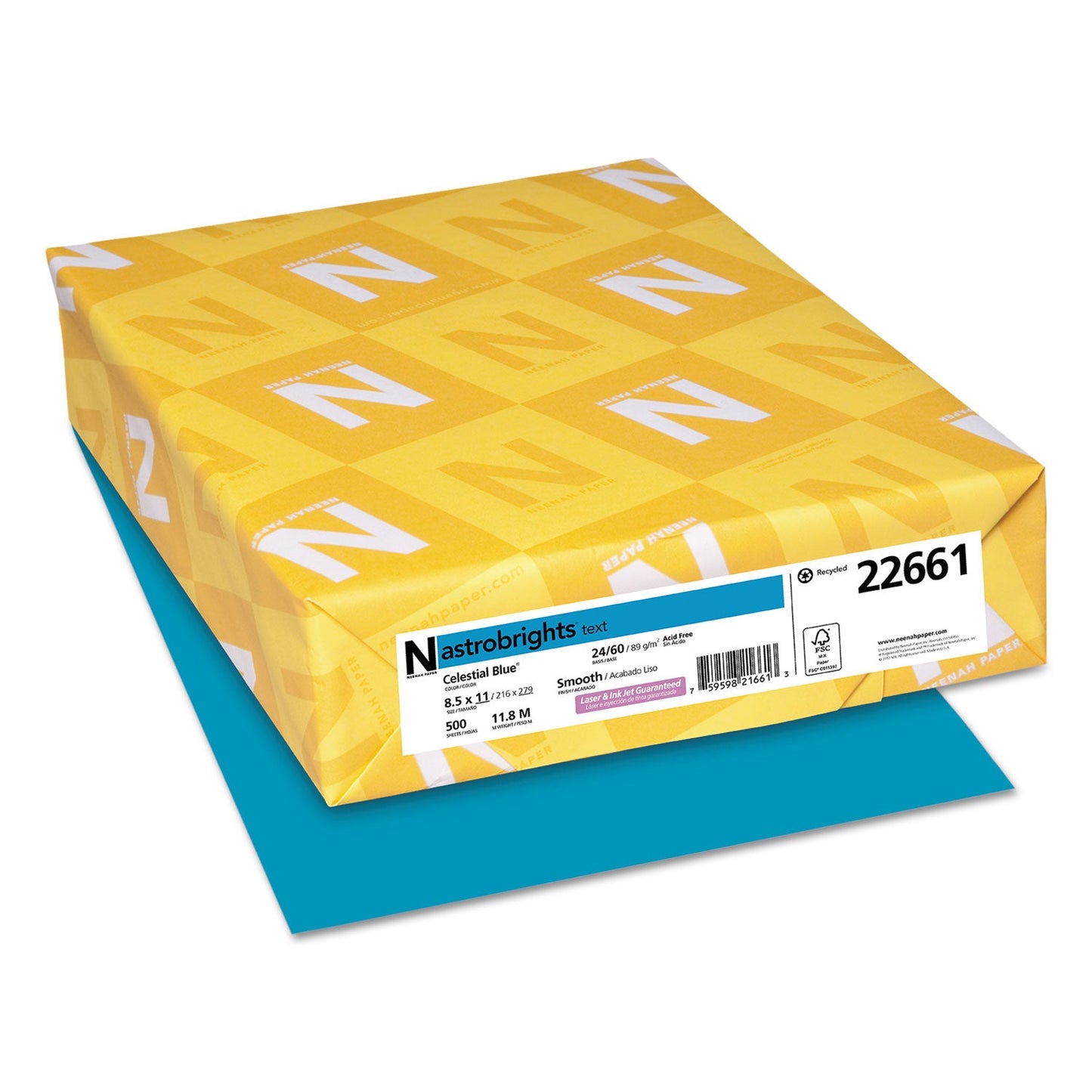 Astrobrights Color Paper, 24 lb Bond Weight, 8.5 x 11, Celestial Blue, 500 Sheets/Ream