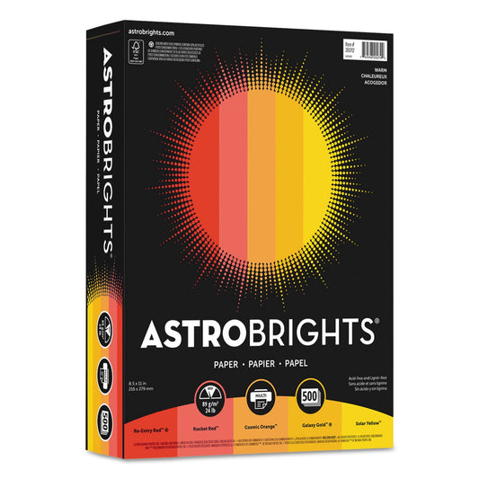Astrobrights Color Paper - "Warm" Assortment, 24 lb Bond Weight, 8.5 x 11, Assorted Warm Colors, 500/Ream