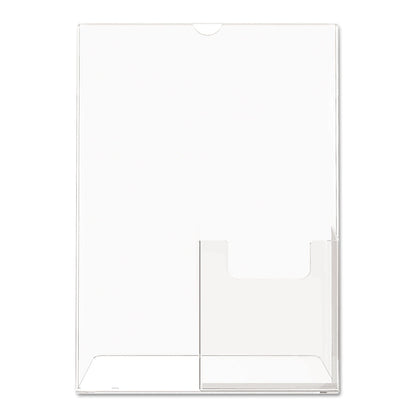 deflecto Superior Image Slanted Sign Holder with Front Pocket, 9w x 4.5d x 10.75h, Clear