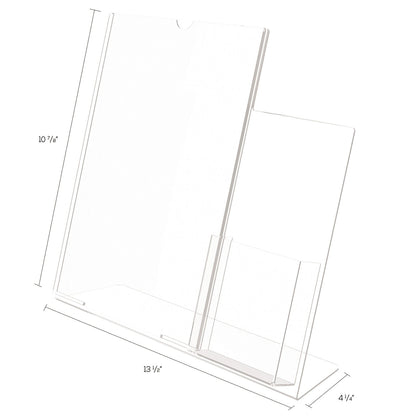 deflecto Superior Image Slanted Sign Holder with Side Pocket, 13.5w x 4.25d x 10.88h, Clear