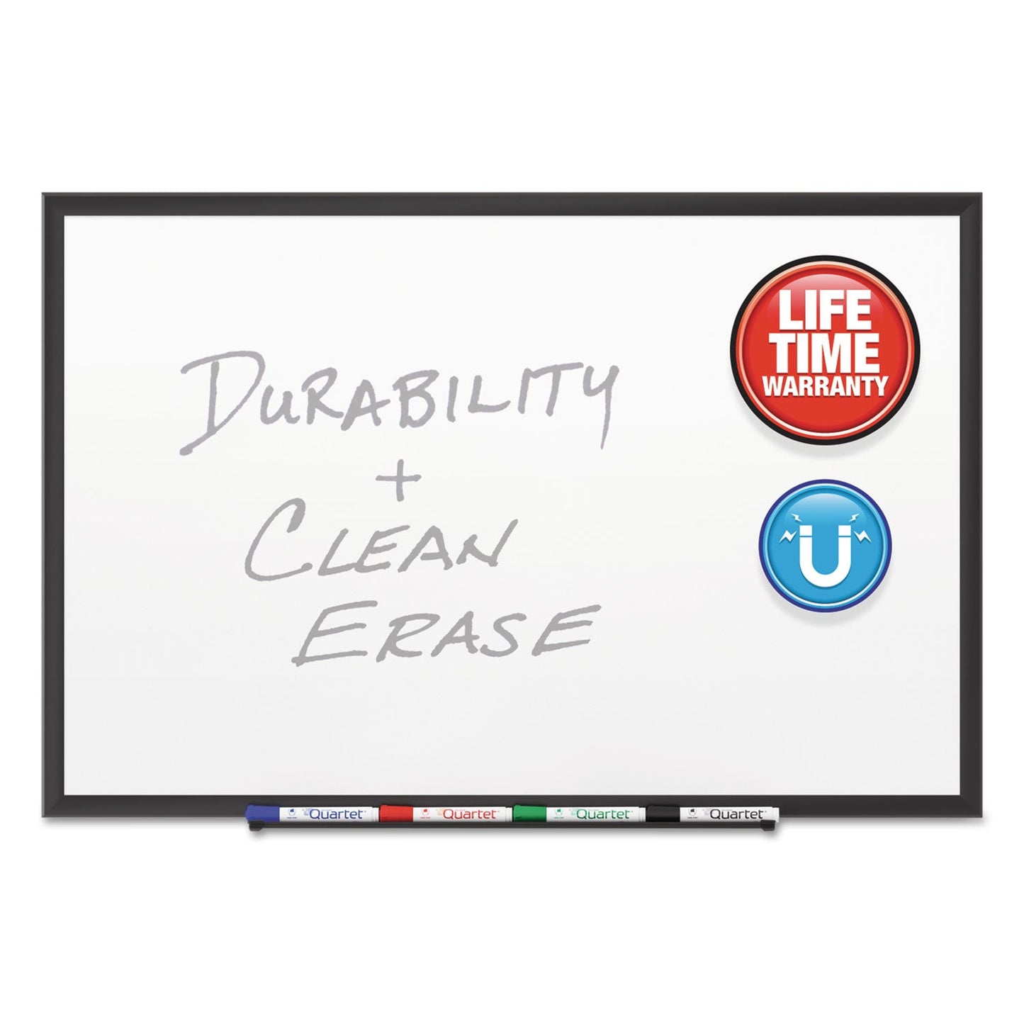 Quartet Classic Porcelain Magnetic Whiteboard, 72 x 48, Black Aluminum Frame