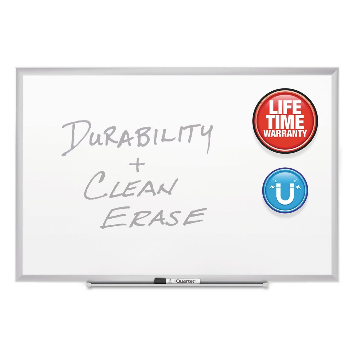 Quartet Classic Series Porcelain Magnetic Board, 48 x 36, White, Silver Alum. Frame