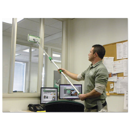 Unger SpeedClean Window Cleaning Kit, 72" to 80", Extension Pole With 8" Pad Holder, Silver/Green