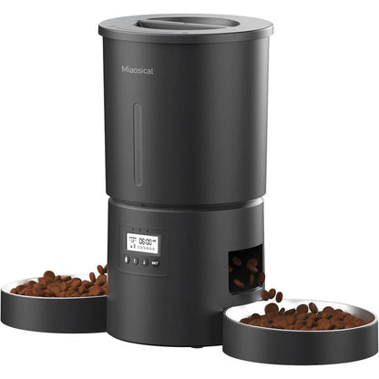 Miaoscal Dual Cat Automatic Feeder, 4.2L Smart Food Dispenser with Timer, Portion Control & Voice Recording